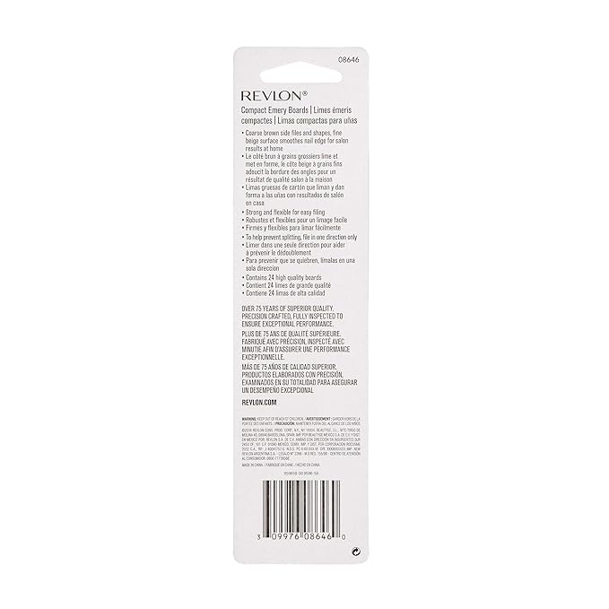Revlon Compact Emery Boards Nail File, Dual Sided for Shaping and Smoothing Finger and Toenails, 24 Count