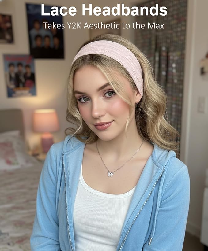 TERSE Lace Headbands for Women Trendy Boho Hair Accessories: Cute Head Bands for Women's Hair Fashion Hairbands 6PCS