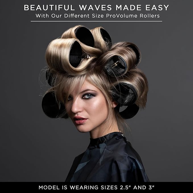 Fromm ProVolume 3" Self-Grip Ceramic Ionic Thermal Hair Rollers, 2 Count, Large Salon Quality Hair Curlers for Long Hair and Curtain Bangs