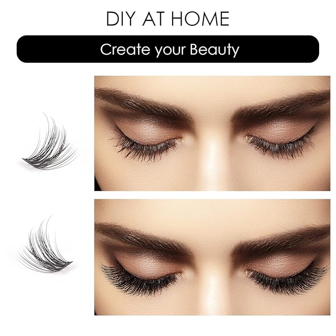 Cluster Lashes 72 Individual Lashes Clusters Eyelash Extensions False Eyelashes DIY Lash Extension Kit Reusable False Eyelashes Natural Look Mix 10-16mm-DM06