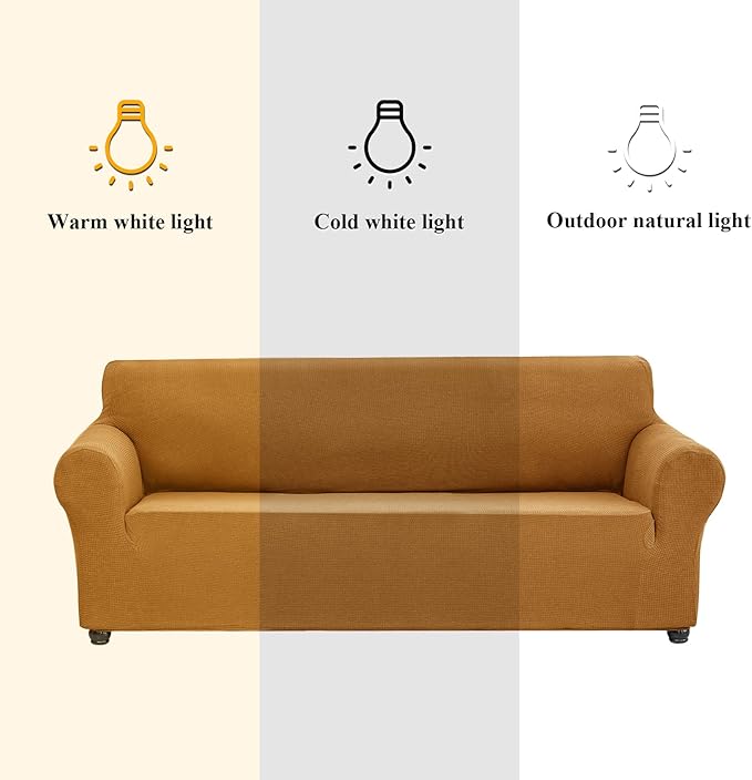 Joccun Stretch Chair Couch Cover,1-Piece Sofa Slipcover Spandex Jacquard Fabric Sofa Covers with Elastic Bottom,Washable Furniture Protector for Dogs,Cats,Kids(Armchair,Gold)