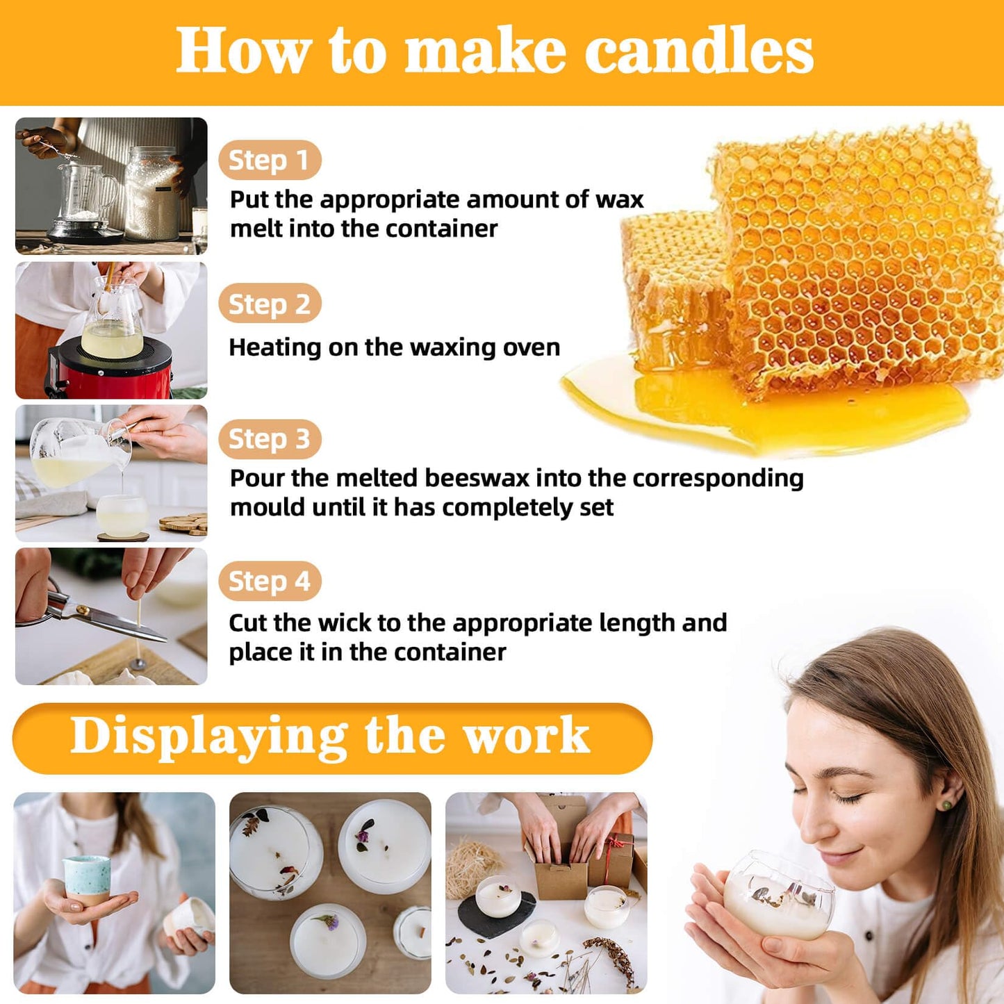 CARGEN White Beeswax Pellets - 3LB Beeswax Pastilles Bulk Bees Wax Pellets Triple Filtered for DIY Making Candles Skin Care Lip Balm Soap Lotion and Soap Making Supplies for Christmas,Halloween