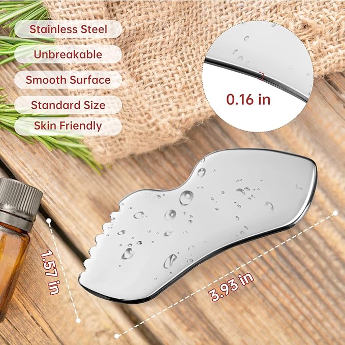 Stainless Steel Gua Sha Facial Tools Metal Detail Gua Sha Stone Body Lymphatic Drainage Massager Face Guasha Face Sculpting Tool Skin Care