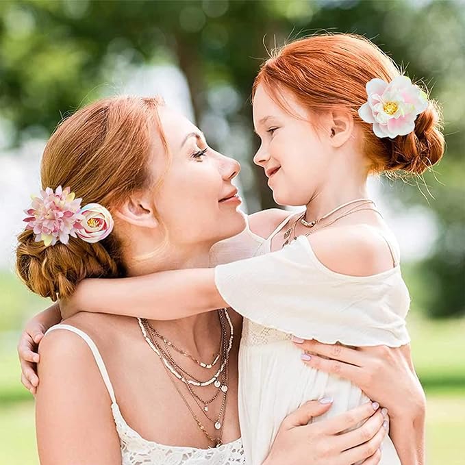 21 PCS Flowers Hair Accessories for Women and Girls Boho Hair Barrettes Clips Floral Rose Bride Headpiece for Wedding Festival