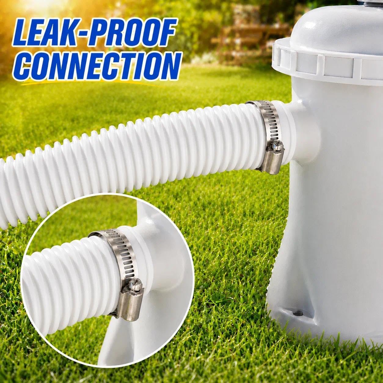 Btanadi Replacement 1.25"×59" Pool Hoses for Above Ground Pools, Above Ground Pool Hoses for Filter Pumps, 4 Pack with 8 Metal Clamps (White)