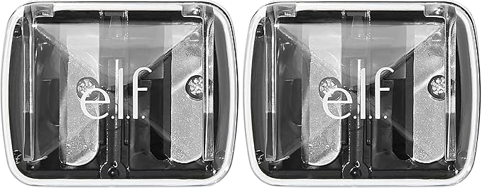 e.l.f., Dual-Pencil Sharpener, Convenient, Essential Tool, Sharpens, Easy To Clean, Travel-Friendly, Compact, Includes Bonus Small Sharpener (Pack of 2)