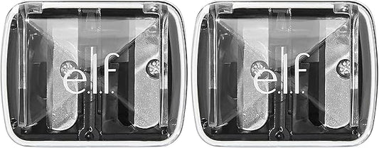 e.l.f., Dual-Pencil Sharpener, Convenient, Essential Tool, Sharpens, Easy To Clean, Travel-Friendly, Compact, Includes Bonus Small Sharpener (Pack of 2)