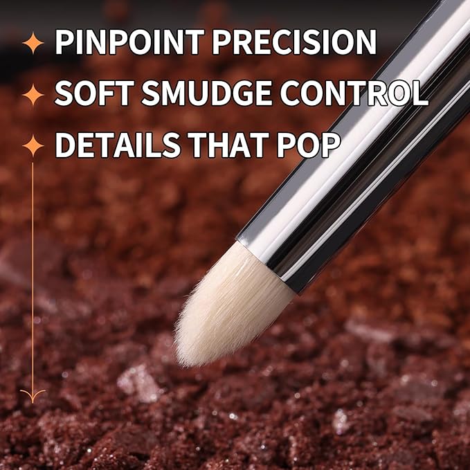 Small Eyeshadow Brush, Soft Firm Pencil Brush with Precise Point, Eyeliner Smudge Tool, Delicate Areas Eye Shadow Applicator for Inner Eye & Different Eye Shape (197 Micro Pencil)
