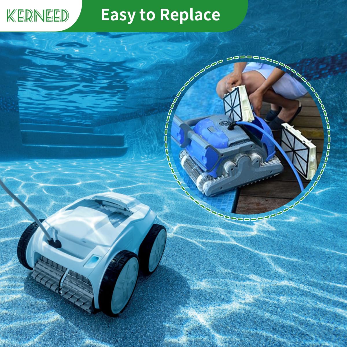 Robotic Pool Cleaner Spring Filter Cartridges Compatible with Dolphin Nautilus CC Plus, M400, M500, Large Fine Filter Panels Replacement, Part 9991433-R4, 4 Pack