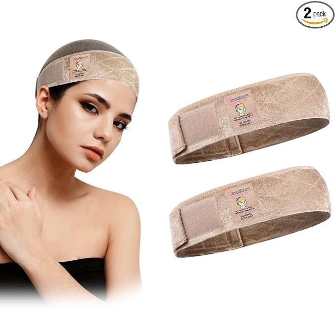 Dreamlover Wig Grip Bands, Headband for Keeping Wigs in Place, Tan, 2 Pieces