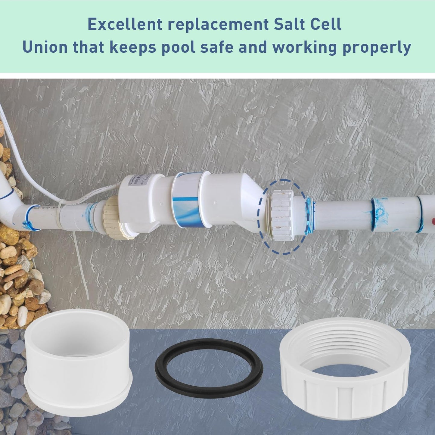 ArrogantF Salt Cell 2" Union Replacement for Hayward GLX-Cell-Union,for Hayward T-3 T-15 Cleaner Coupler Replacement,fit for Hayward Goldline AquaRite Turbo Cell Generator Pool Pool and Spa Pump Parts