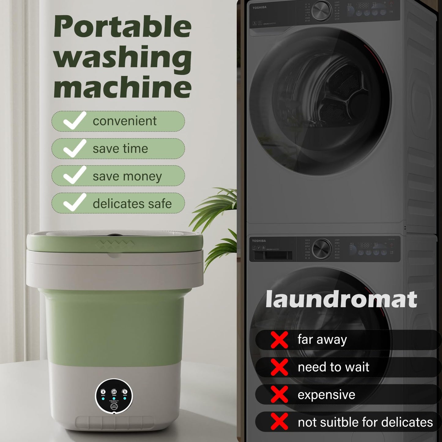 ZZR SEVEN Portable Washing Machine, 7L/12L Upgraded Mini Washing Machine, Suitable for Small Clothes, Foldable Laundry Machine, Ideal for Dorm, Home, Hotel, Camping and Travel (Purple, 7L)