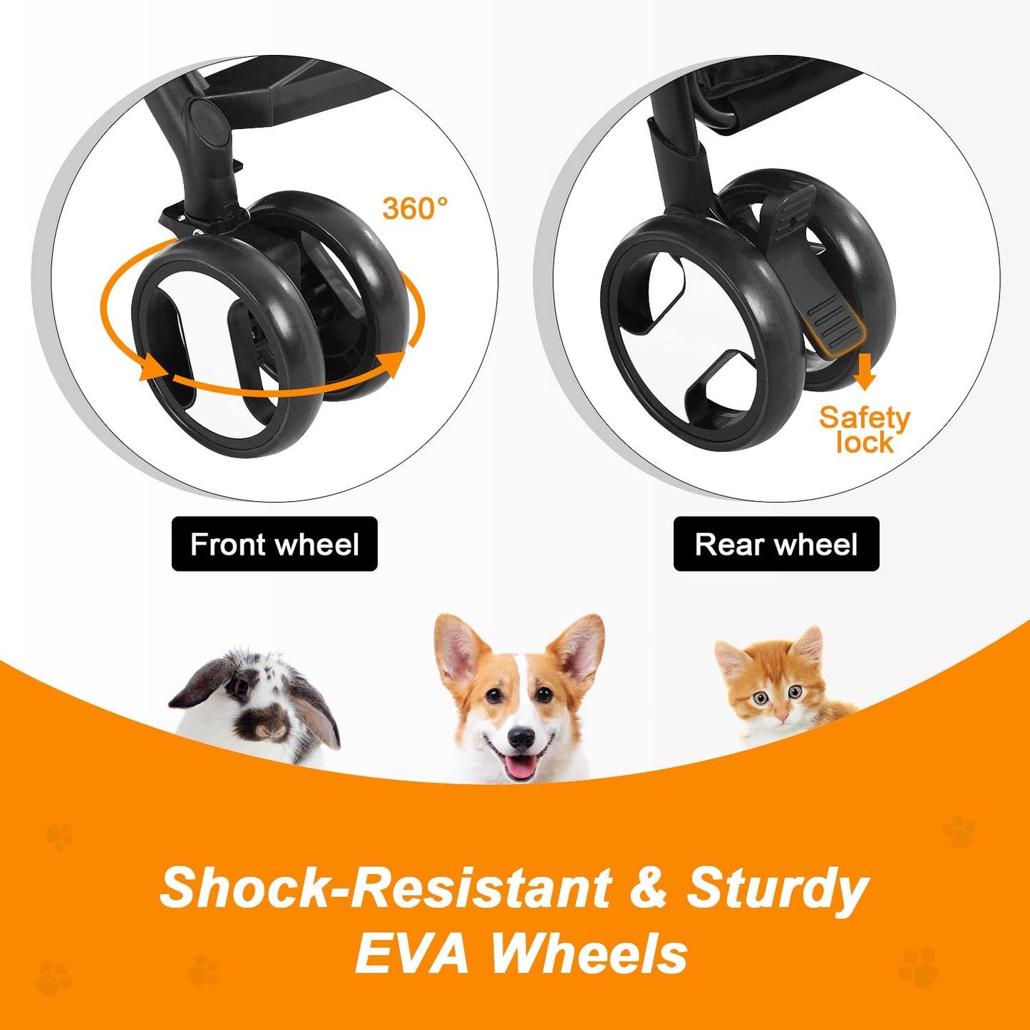 BestPet Pet Dog Stroller with Premium 3-in-1 Multifunction & Detachable Carrier for Folding Lightweight Cat Travel Stroller,Black