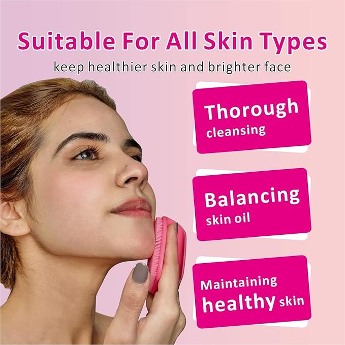 Silicone Face Scrubber with Body Scrubber for Shower Gentle Exfoliating,Soft Bristles Bath Washing Brush for Women Men-3pcs Deep Pore Cleansing Brushes Skin Care Tool for All Skin Types