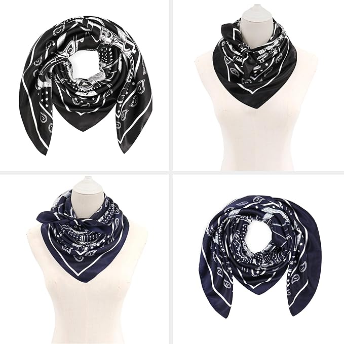 vimate 35" Square Silk Like Head Scarf - Women's Fashion Satin Scarf Bandana for Hair Wrapping at Night.