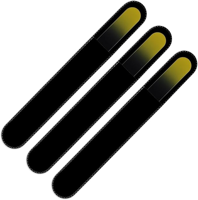 Mont Bleu Rainbow Crystal Nail File in Black Pouch - Large/Professional Size - Czech Tempered Glass - Handmade in Bohemia (Czech Republic)