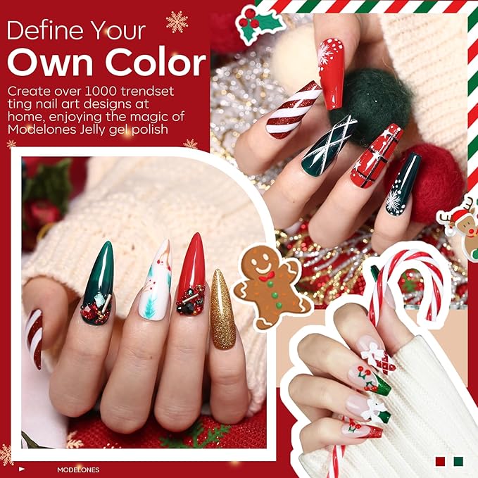 modelones Christmas Gel Nail Polish Set, Winter Cat Eye Red Dark Green Blue Glitter Gold Silver Gel Polish Kit Soak Off Nail Art Manicure Home Gift for Women Girls