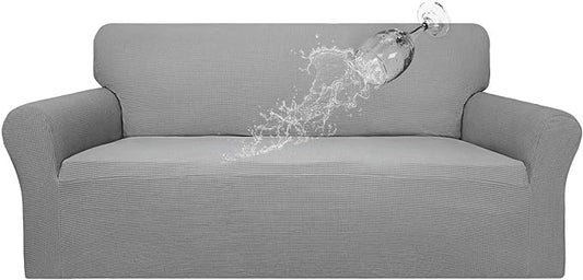 Easy-Going 100% Waterproof Couch Cover, Dual Waterproof Sofa Cover, Stretch Jacquard Sofa Slipcover, Leakproof Furniture Protector for Kids, Pets, Dog and Cat (Sofa, Light Gray)
