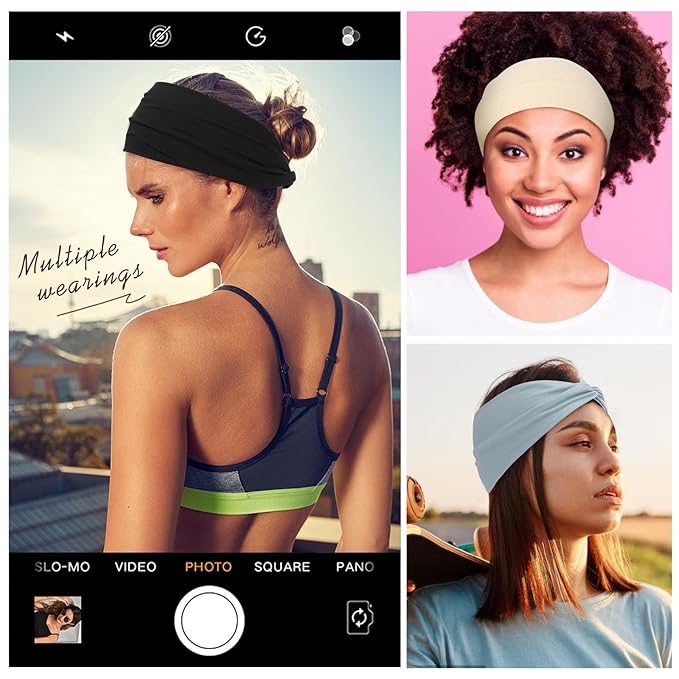 Panleding 12 Pcs Stretchy Headbands for Women, Absorbed Sport Headband Soft Twist Knotted Headbands for Daily Life Yoga