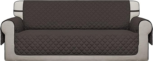 Easy-Going Reversible Oversized Couch Cover for 3 Cushion Couch Sofa Cover for Dogs Water Resistant Furniture Protector Cover with Foam Sticks for Pet (Oversized Sofa, Chocolate/Chocolate)