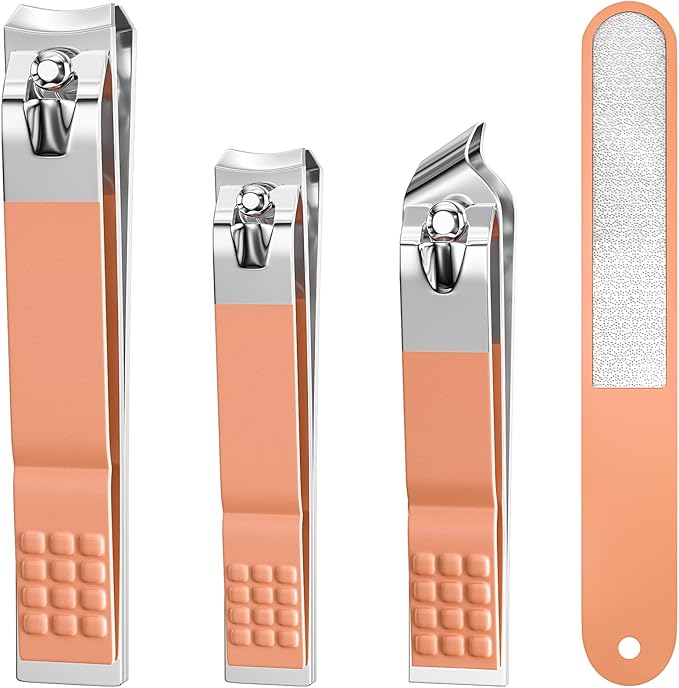 DUCOO Nail Clipper Set, 4 PCS Ultra Sharp Nail Clippers for Men, Women, Adults Toenail Fingernail Clippers, Stainless Steel Nail Cutter & File, Rose Gold