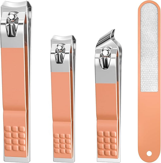 DUCOO Nail Clipper Set, 4 PCS Ultra Sharp Nail Clippers for Men, Women, Adults Toenail Fingernail Clippers, Stainless Steel Nail Cutter & File, Rose Gold