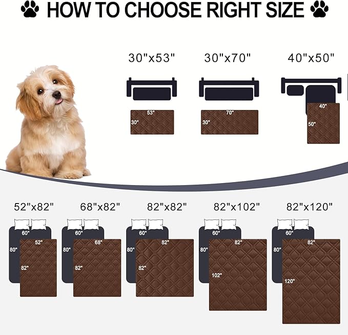 Smiry Reversible Waterproof Couch Covers for Sofa, Washable Dogs Pet Couch Covers for 3 Cushion Sofa Pet Friendly, Water Resistant Furniture Protector Slipcover, Geometric (68"x82", Brown/Chocolate)