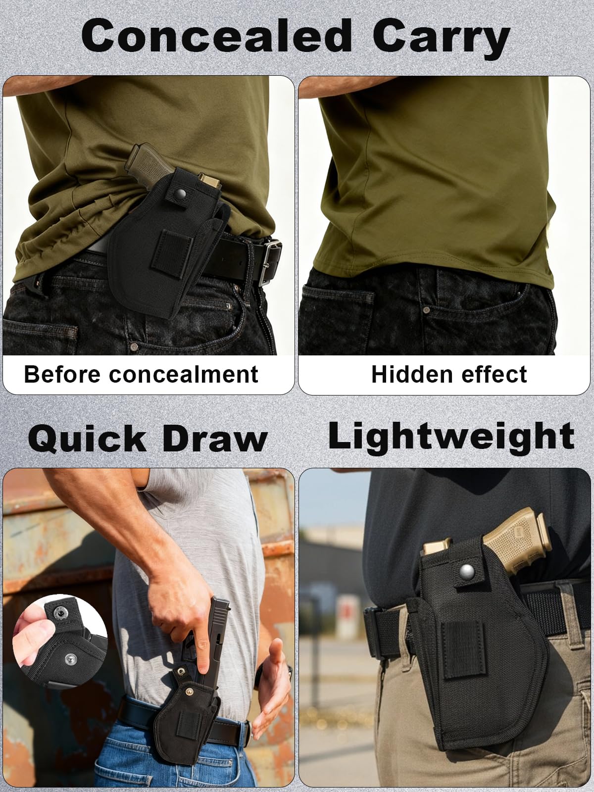 Glock 19 Gun Holster for Men & Women, IWB/OWB Concealed Carry Holsters, 9mm Pistlo Holster fits Glock 19/17/43X/23/26/27, 1911, 380 45ACP, S&W M&P Shield, Sig