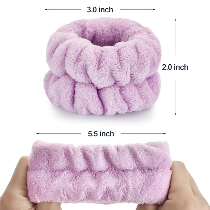 2 Pcs Wrist Bands for Washing Face-Dorbetar, Microfiber Wrist Towels for Washing Face, Spa Wristbands for Washing Face, Face Wash Wristbands, Arm Bands for Washing Face for Woman and Children