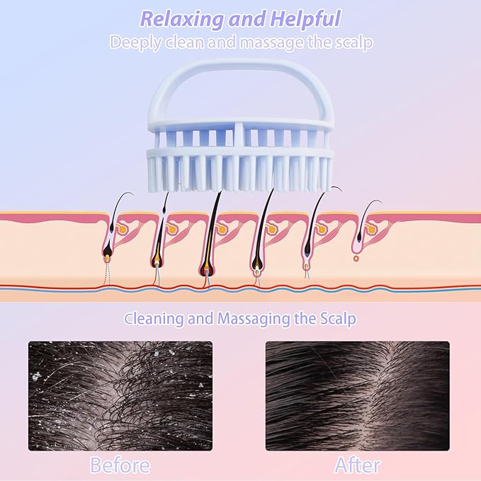 DUAIU Hair Oil Applicator with 2PCS Scalp Massager, Silicone Root Comb Applicator Bottle and Silicone Shampoo Brush Set, Scalp Scrubber Bottle for Hair Dye and Care