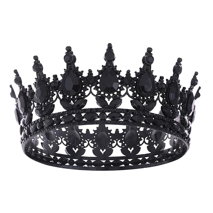 Black Queen Crown for Women Crystal Tiara for Women Rhinestone Wedding Headband for Bride Hair Accessories for Costume Birthday Party Prom Gifts