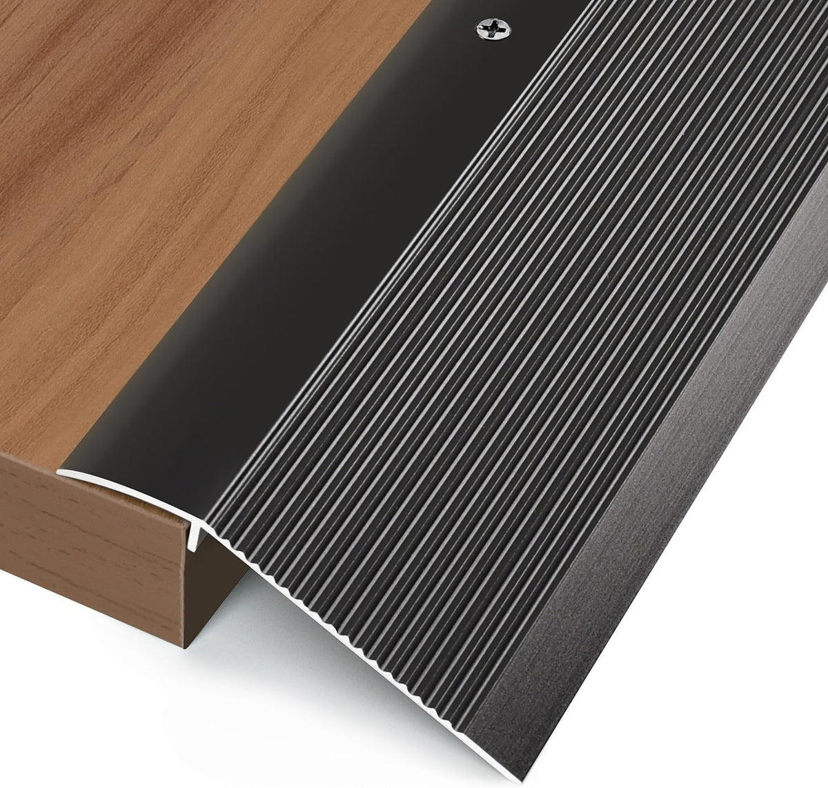 Aluminum Floor Transition Strip, Threshold Ramps for Doorways, Bridge The Height Less Than 1.6″, for Tile Hardwood Laminate Vinyl Concrete, Size 36 x 3.9 x 0.35in (Black)