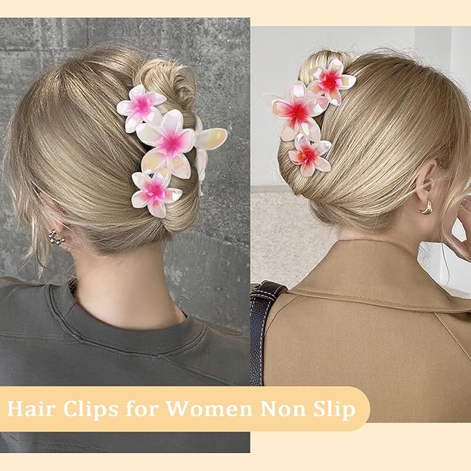 Hawaiian Flower Hair Clips Large Matte Hair Claw for Women Non-Slip Strong Hold Clips for Thick Hair, Hair Accessories