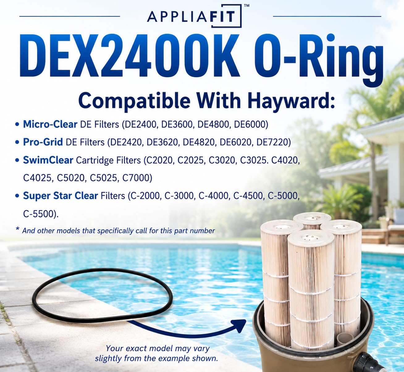 AppliaFit Tank O-Ring Compatible with Hayward DEX2400K for Micro-Clear DE, Pro-Grid DE, Super Star Clear and SwimClear Filters (2-Pack)