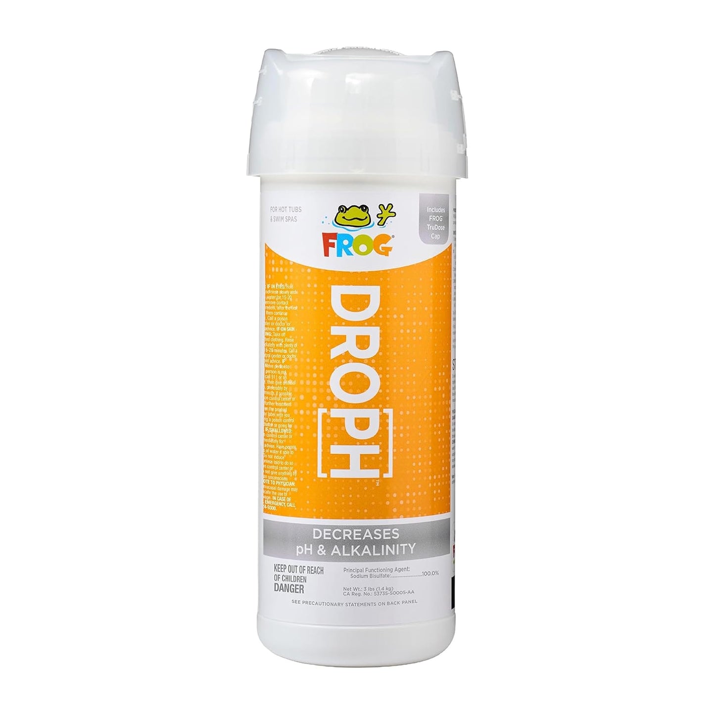 FROG DropH pH and Total Alkalinity Decreaser for Hot Tubs and Swim Spas - 3 lb Bottle with TruDose Measuring Cap for Easy Maintenance & Balancing - 1 Pack