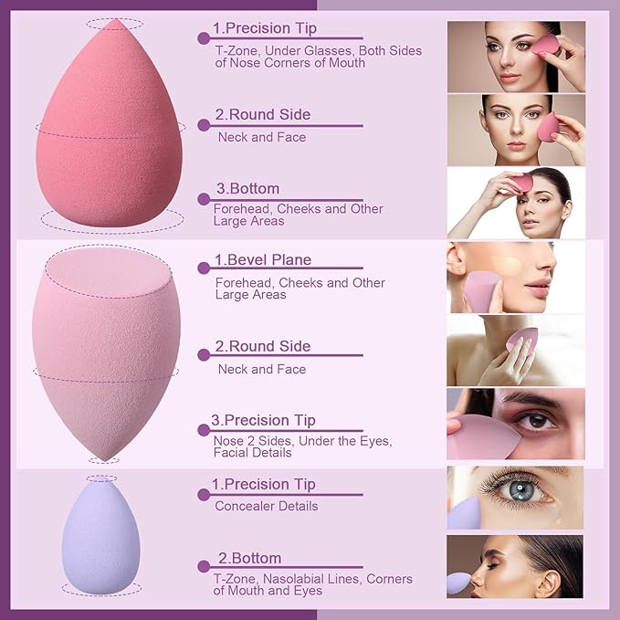 17PCS Makeup Sponge Set for Foundation with 6PCS Powder Puff, 3PCS Mini Makeup Sponges, 3PCS Foundation Mini Make Up Sponge Puff and 1PCS Make Up Sponges Holder