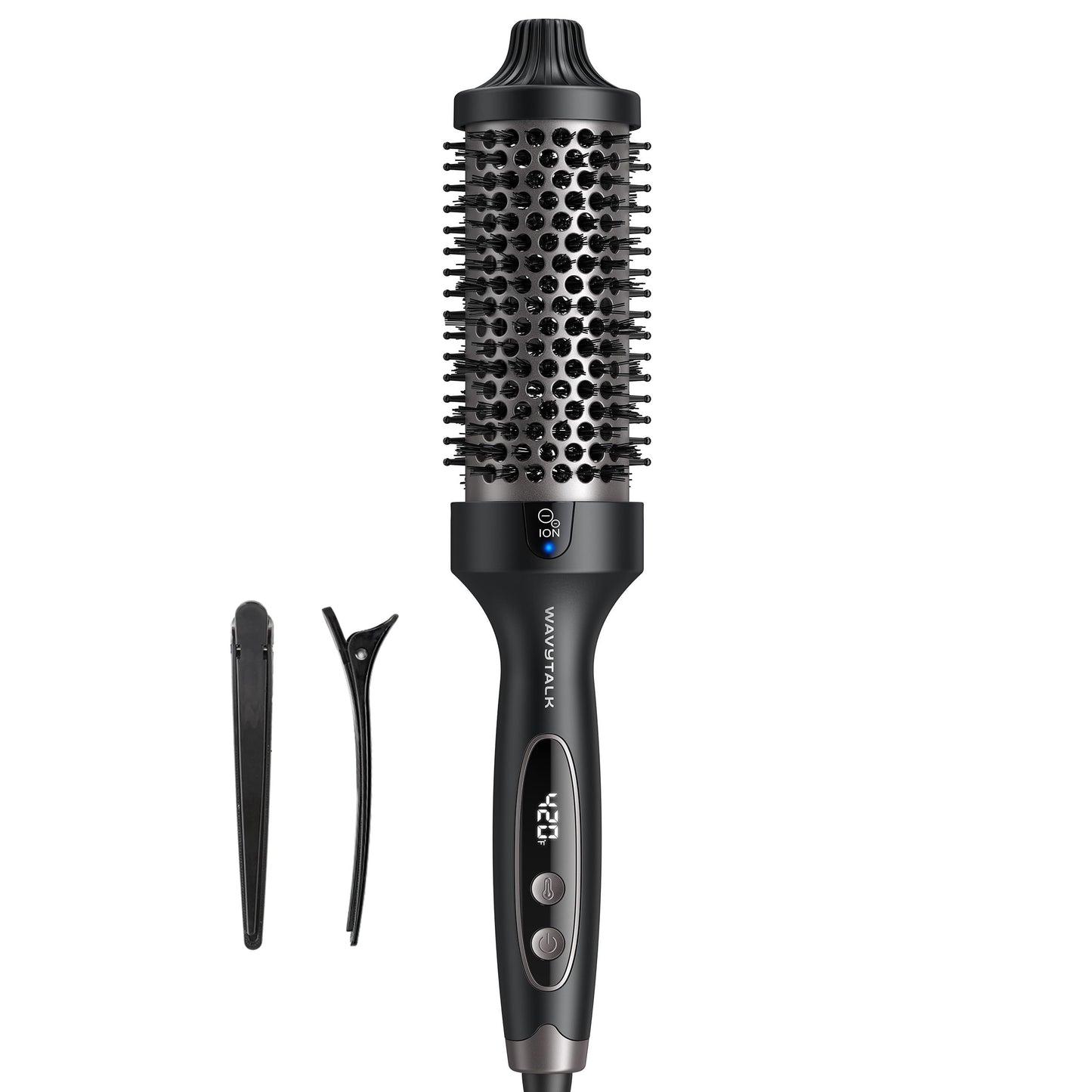 Wavytalk Thermal Brush Blowout Boost Grande, 1.77 Inch Heated Round Brush for Long Hair, Tourmaline Ceramic Negative Ion Technology Reduce Hair Damage, Dual Voltage Black