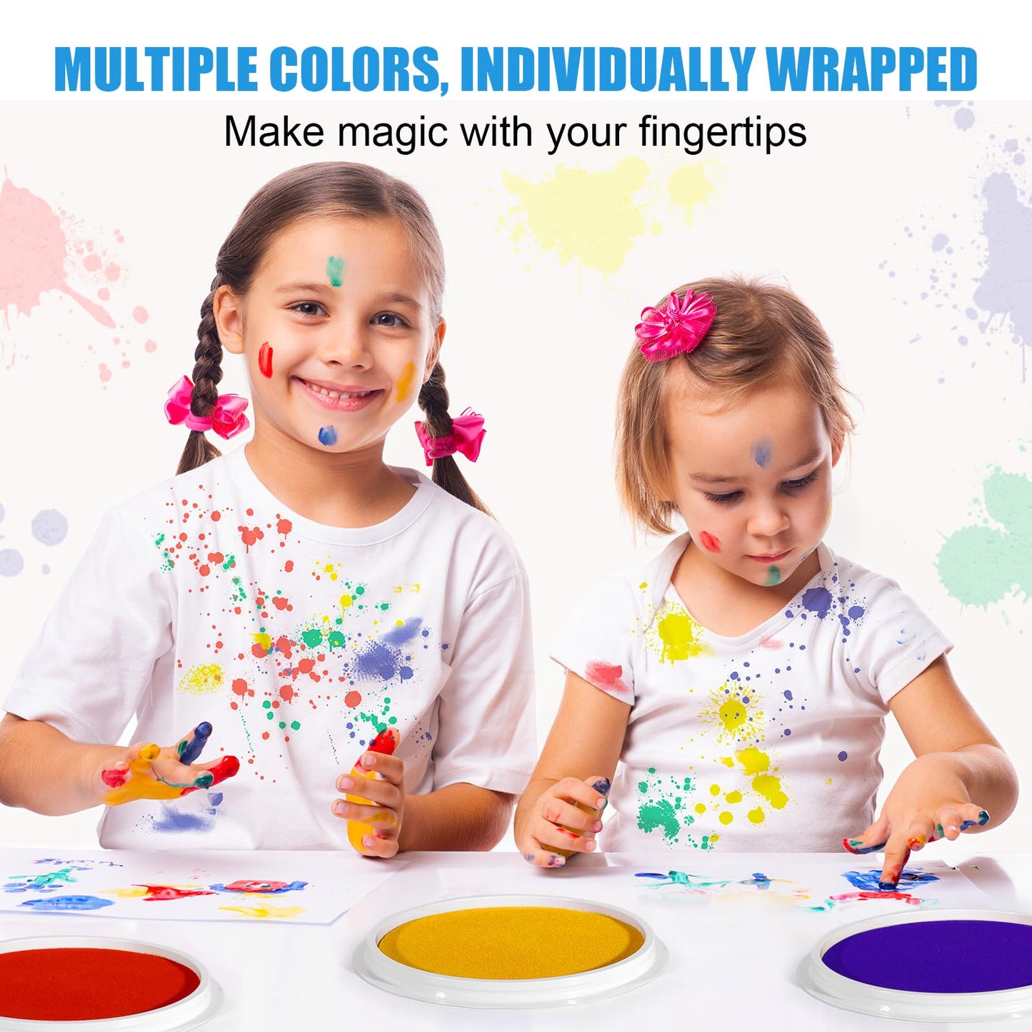 7 Inch Large Ink Pad for Kids Washable | Washable Stamp Pads for Classroom Stamps, Scrapbook Supplies Kit & Fabric Crafts (8 Colors)