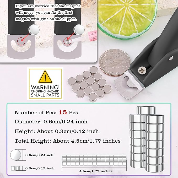 Black Adjustable Nail Clippers with Magnets Sizers for Acrylic Nails, Artificial Fake Nail False Nail Tip Cutter Trimmer Manicure Pedicure Sharp Blade Clip Tool For Salon Home Art Beauty