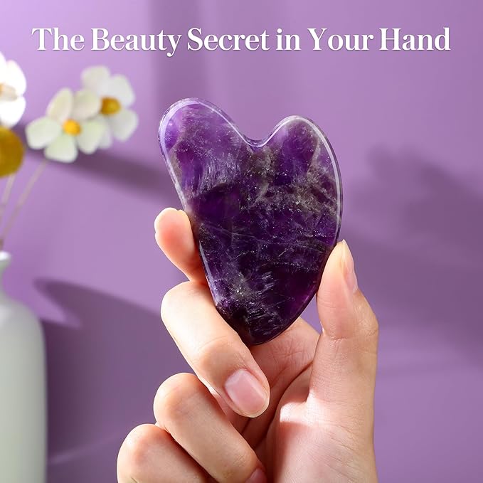rosenice Gua Sha Facial Tools Natural Gua Sha Scraping Massage Tool for Your Skincare Routine Purple