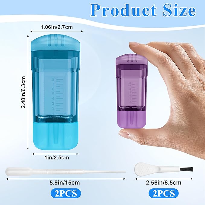 2 PCS Minoxidil Applicators with Cleaning Brush and Dropper, Anglecai Scalp Applicator Comb for Hair Oil Applicator Brush, Minoxidil Brushes for Scalp Applicator Comb for Hair Growth (Purple+Blue)