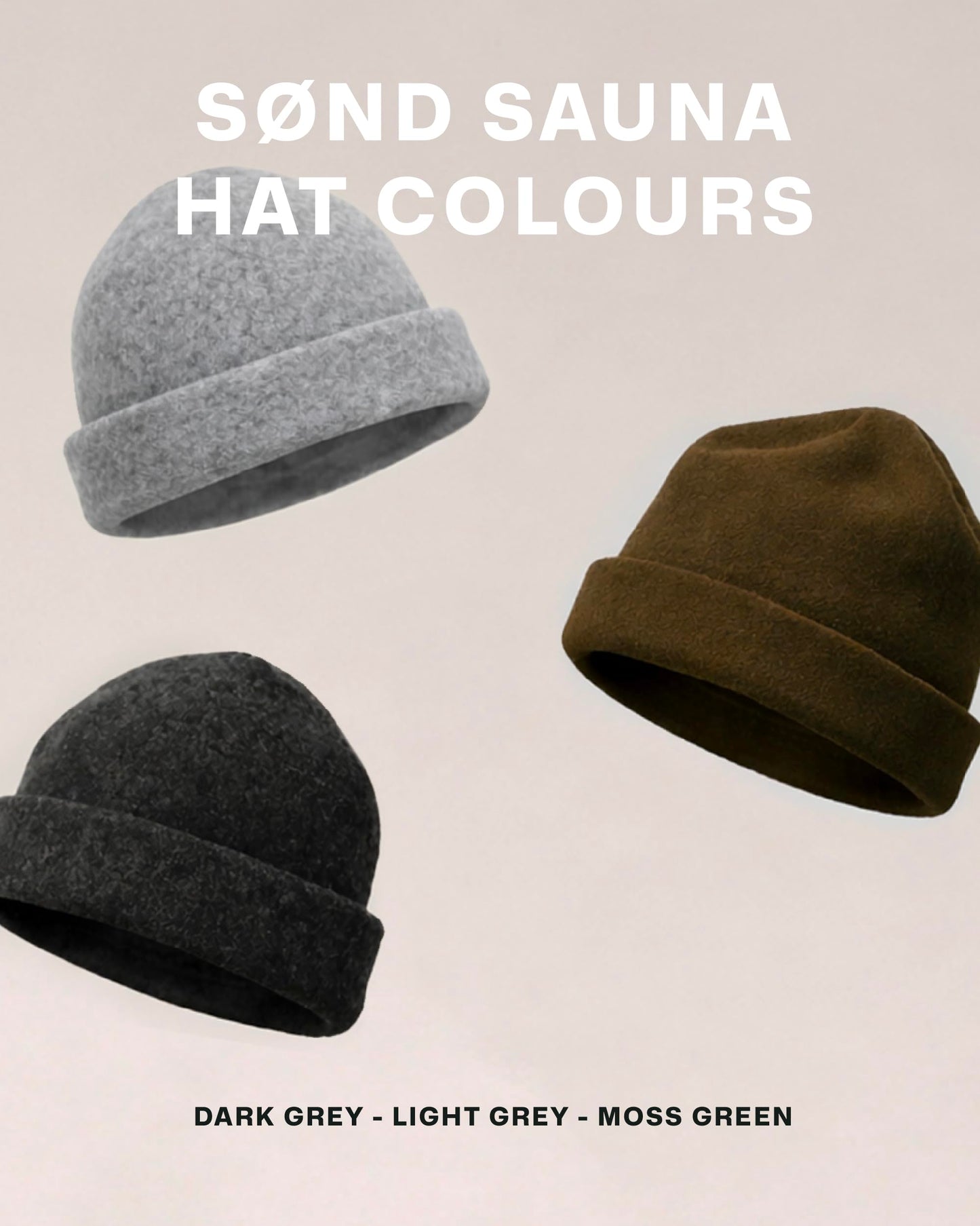 SØND - Sauna Hat for Men & Women - Merino Wool Heat Insulation & Hair Protection - Wool Sauna Cap & Banya Hat - Sauna Accessory - Beanie Style - Light Grey