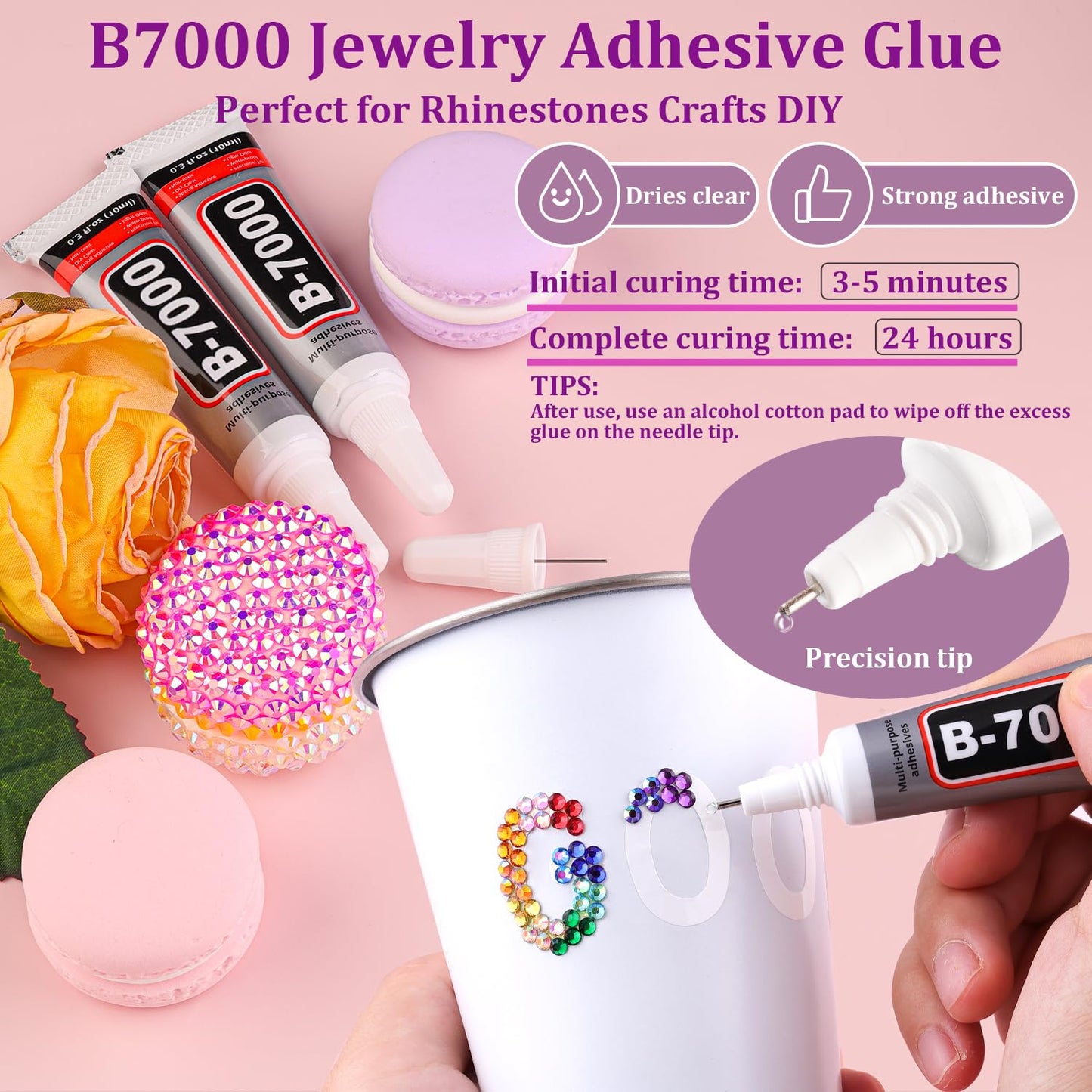24000Pcs Resin Rhinestones for Crafting with Tweezers, Multicolor 3mm Flatback Gems with 1 Pc B7000 Jewelry Glue, Bedazzling Crystal for Crafts Clothing Tumblers Mugs Shoes Fabric Nail Art