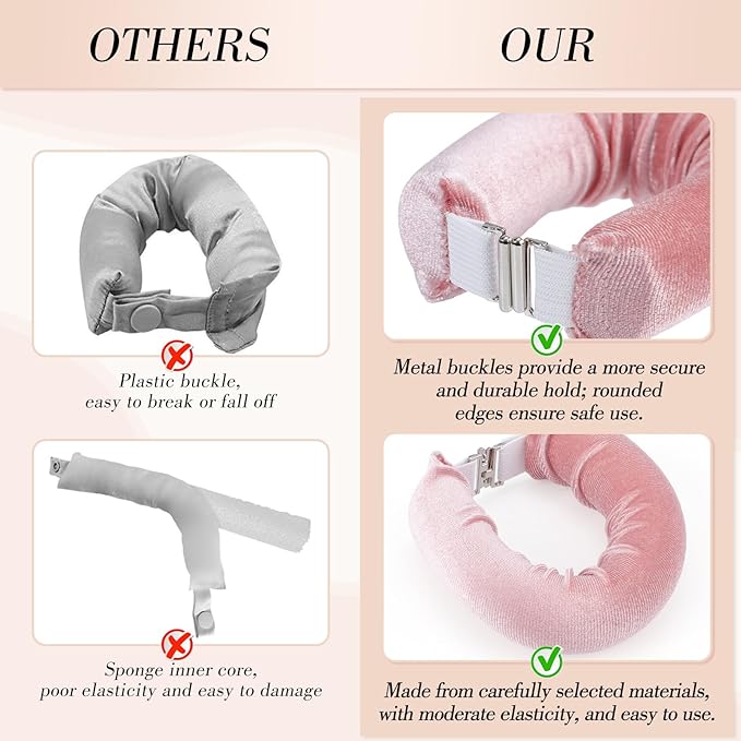 Heatless Curlers, Heatless Curls Overnight Set for Women, No Heat Hair Curlers to Sleep In, Jumbo Overnight Curls with Blowout Rods for Long Hair, Mothers Day Gifts(Pink, 3 Curling Rod with 1 Scarf)