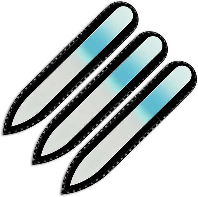 Mont Bleu Rainbow Crystal Nail File in Black Pouch - Small - Purse Size - Czech Tempered Glass - Handmade in Czech Republic - Glass Nail File Manicure Nail Care
