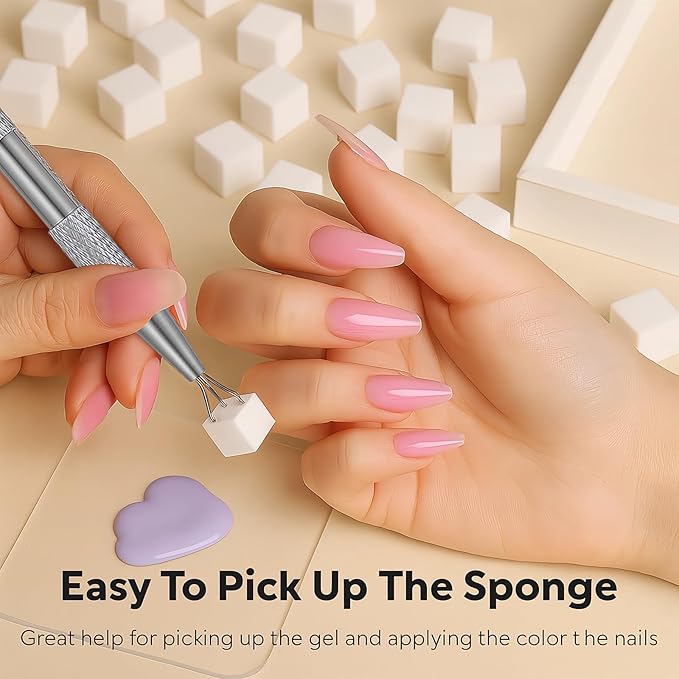 150PCS Nail Sponges for Ombre Nail Art with 1 Grab Pen – Gradient Nail Art Tool Set with Storage Case – DIY Nail Design Accessories for Salon & Home Use