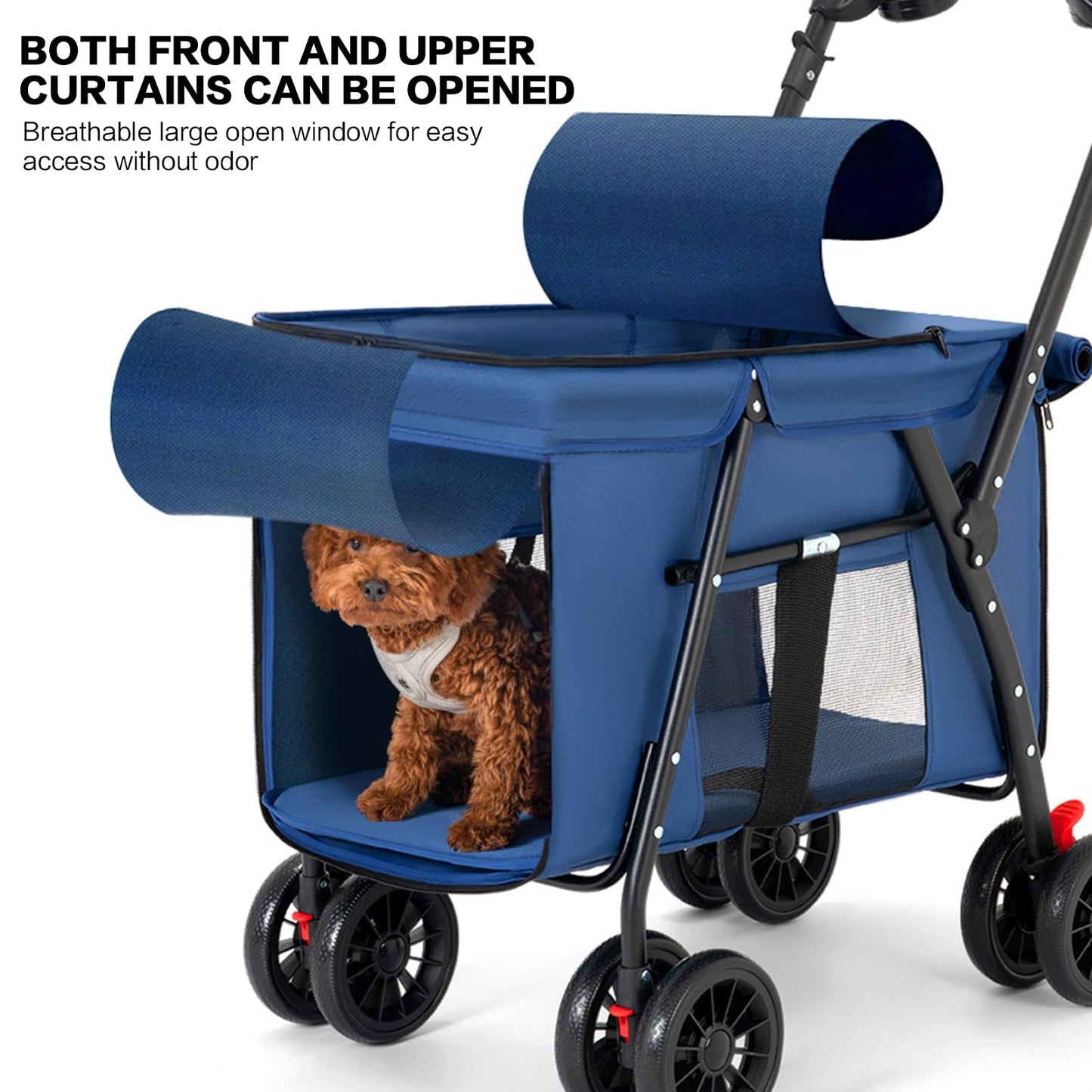 Pet Stroller Cat Dog Stroller Travel Folding Pet Carriers（Blue）