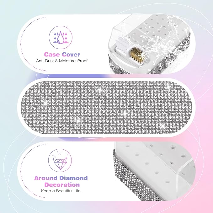 2 in 1 Nail Drill Bits Holder: 30 Holes Nail Bits Organizer Case with Cleaner Brush, Dustproof Efile Nail Tech Bits Storage Container Box Manicure Tools Accessories Display for Salon Home(Only Box)