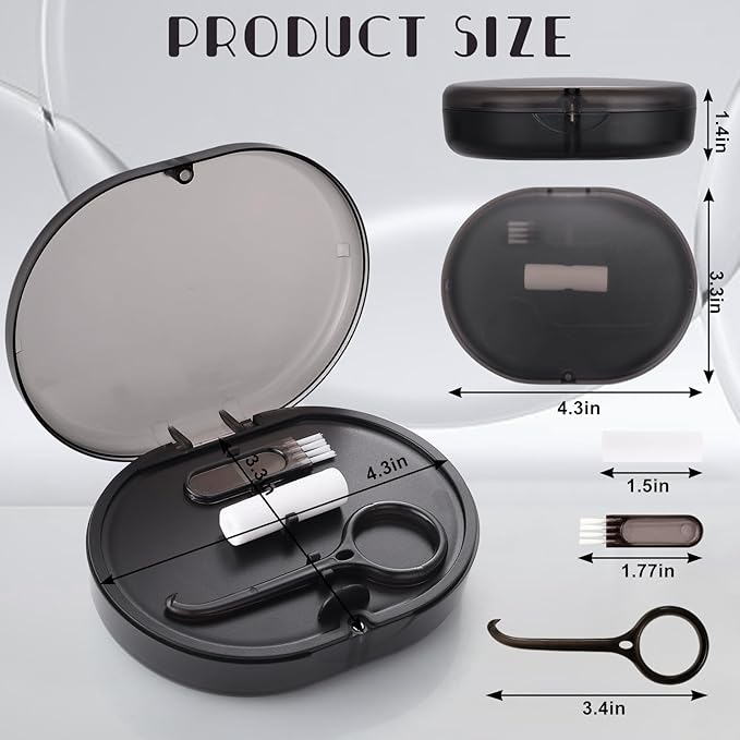 New Double-layer Retainer Storage Case with Belt Chewing,Removal Tool,Cleaning Brush,Built in Mirror Orthodontic Retainer Case