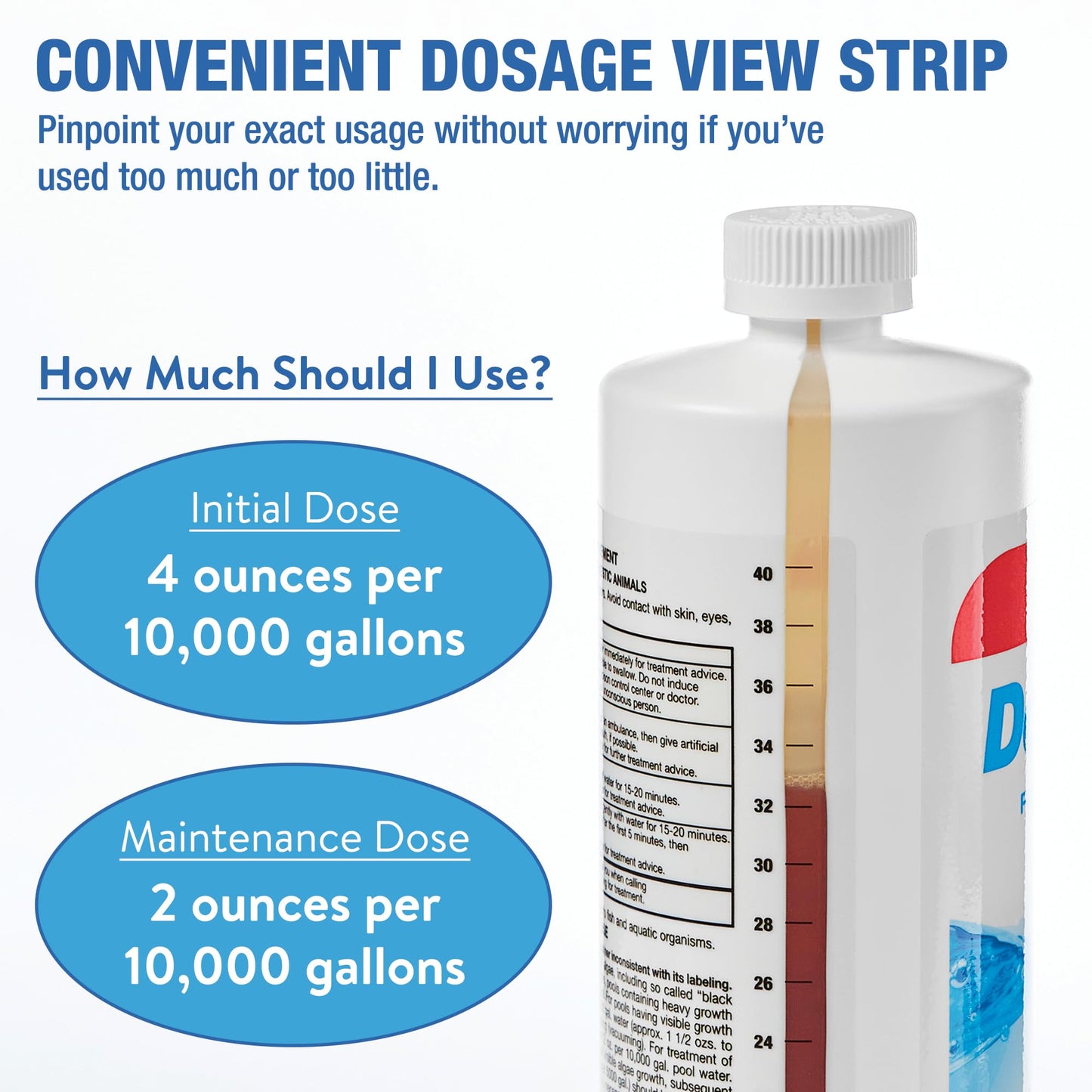 Doheny's Super Algaecide Plus | Pro-Grade | Effective Against Most Algae Types | 7.1% Chelated Copper (Chelated to Reduce Staining) | Non-Foaming, No Clouding | Safe to Swim After Use | 40oz Bottle